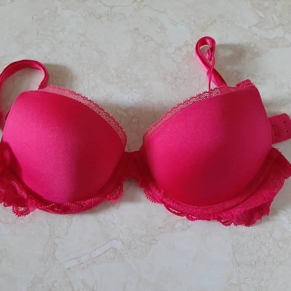Calvin Klein Hot Pink Lace Push up Bra 32B - Picture 1 of 5